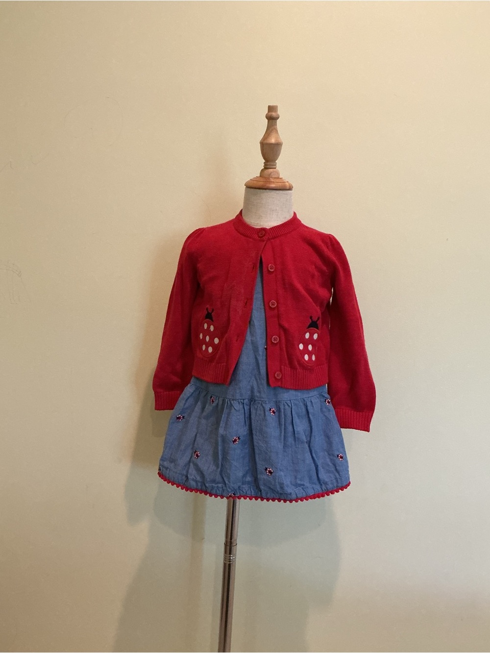 Gymboree Red Cardigan with Blue Dress